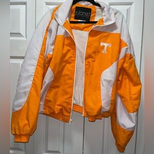 Planet Athletics Retro UT Windbreaker in orange and white - size M